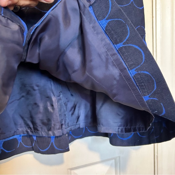 Boden Corduroy Button Front Shirt Dress | Geometric Blues w/pockets | size 12 - Picture 12 of 13